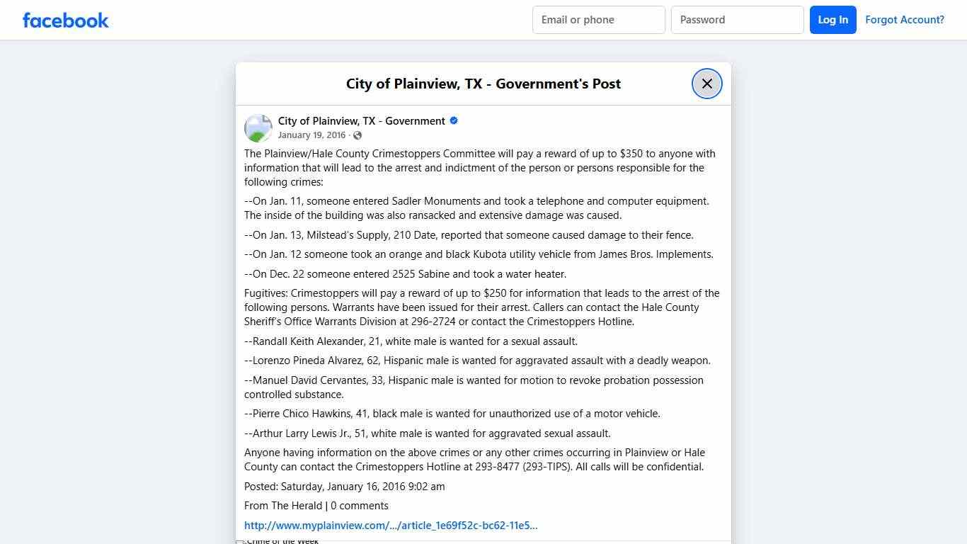 The Plainview/Hale... - City of Plainview, TX - Government Facebook